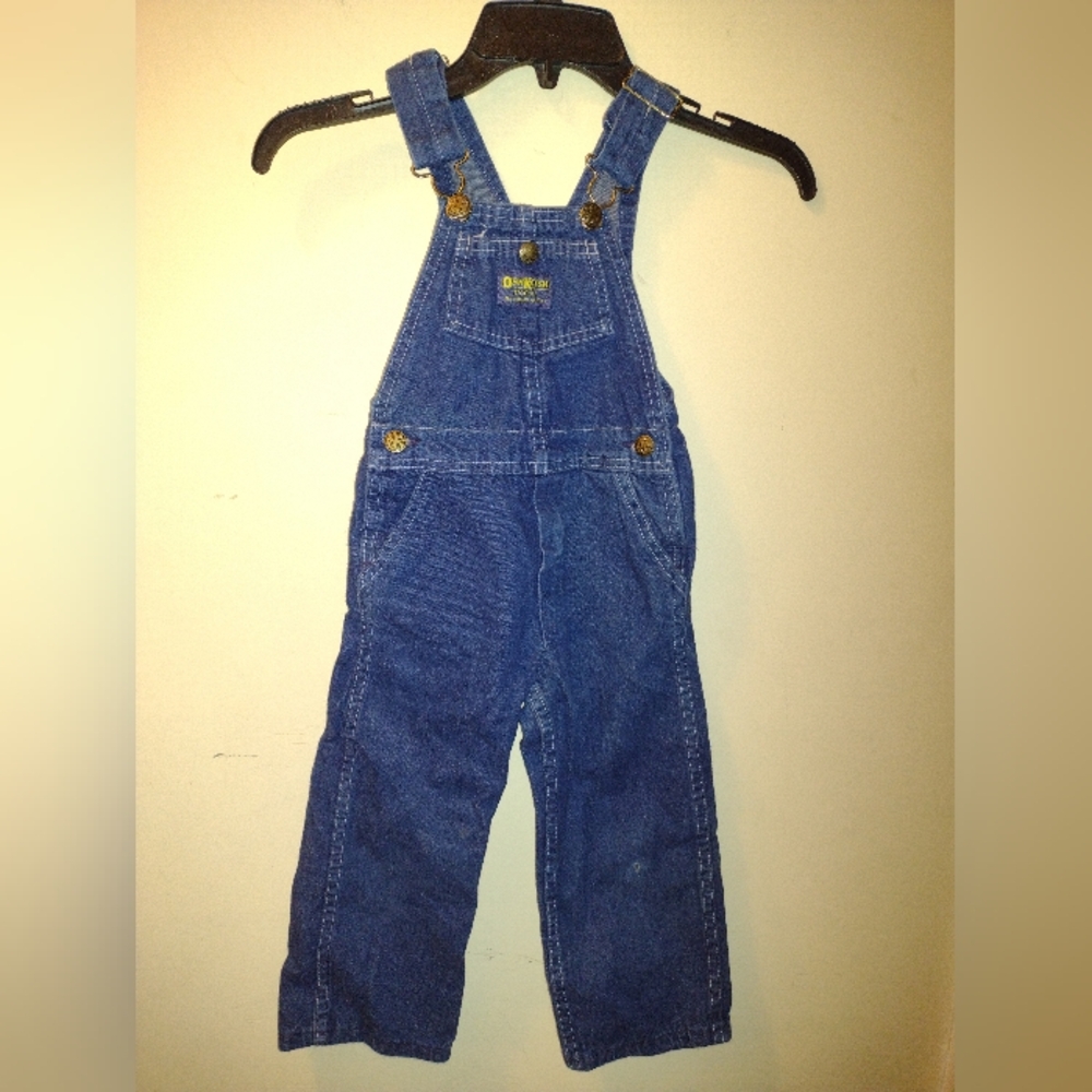 Vintage Yellow Label OshKosh B'gosh Vestbak Overalls Blue 4T Toddler USA Made